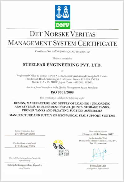 Steelfab Engineering Pvt. Ltd (SEPL), Loading Arms, Unloading Arms Systems, Floating Suction Assemblies, Prover Tanks, Swivel Joints, Test Aiders